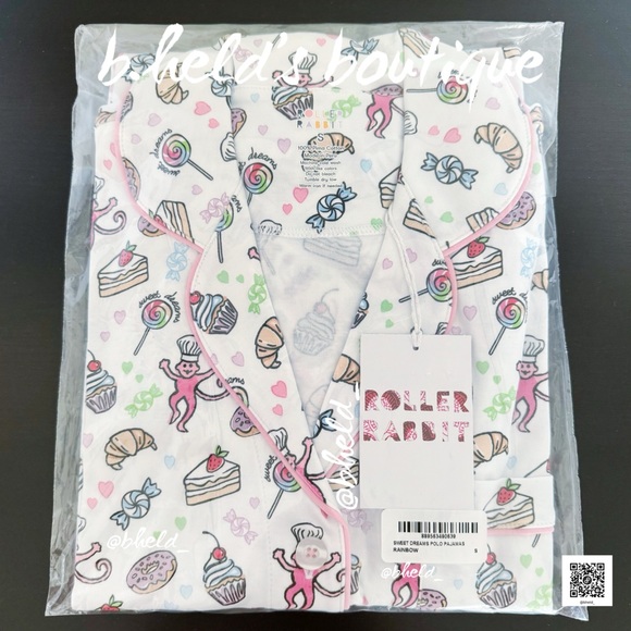 Roller Rabbit Sweet Dreams Polo Pajamas in Rainbow Size Small S Brand New NWT - Picture 12 of 13
